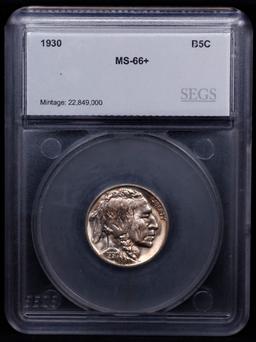***Auction Highlight*** 1930-p Buffalo Nickel Near Top Pop! 5c Graded ms66+ By SEGS (fc)