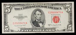 1953B $5 Red Seal United States Note Grades Choice AU/BU Slider