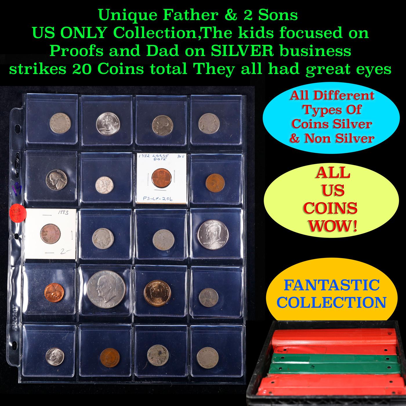 Unique Father & 2 Sons US ONLY Collection,The kids focused on Proofs and Dad on SILVER business stri