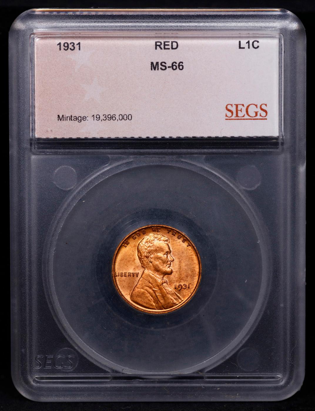 1931-p Lincoln Cent 1c Graded ms66 rd By SEGS