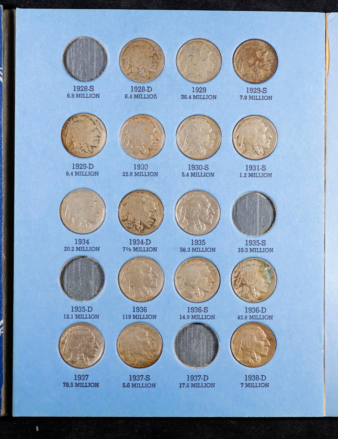 Partial Buffalo 5c Whitman Album, 1913-1938 25 coins in Total