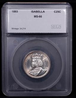 ***Auction Highlight*** 1893 Isabella Isabella Quarter 25c Graded ms66 By SEGS (fc)