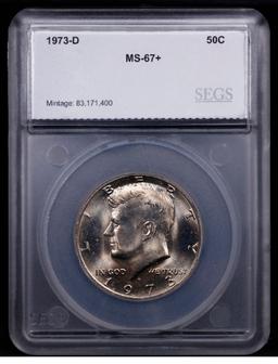 ***Auction Highlight*** 1973-d Kennedy Half Dollar Near Top Pop! 50c Graded ms67+ By SEGS (fc)