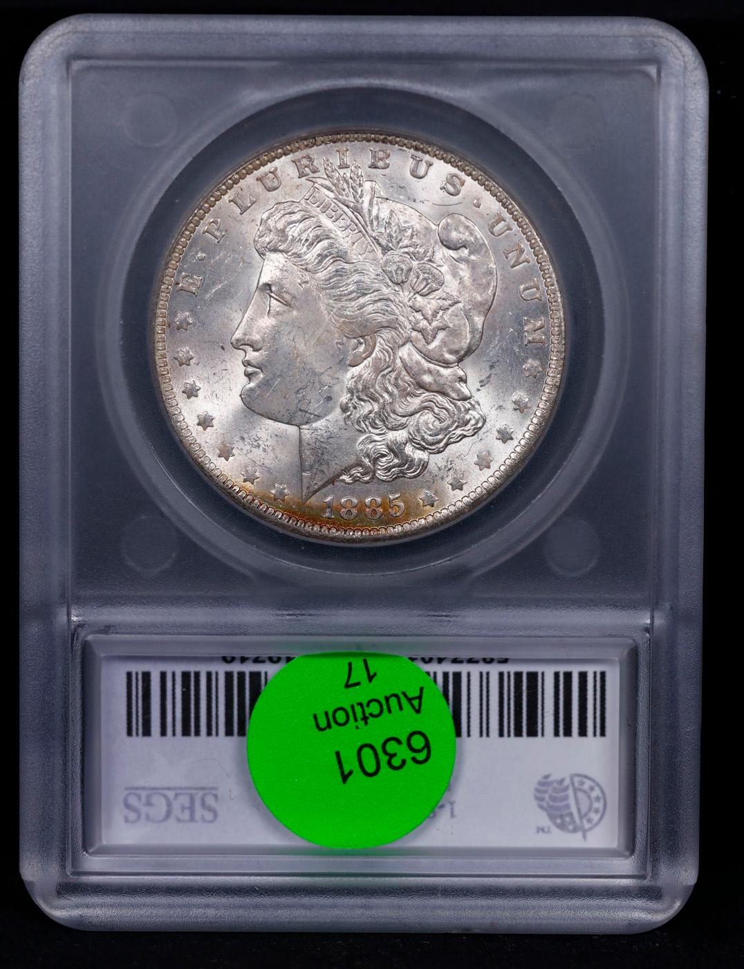 1885-o Morgan Dollar Rainbow Toned $1 Graded ms64 By SEGS