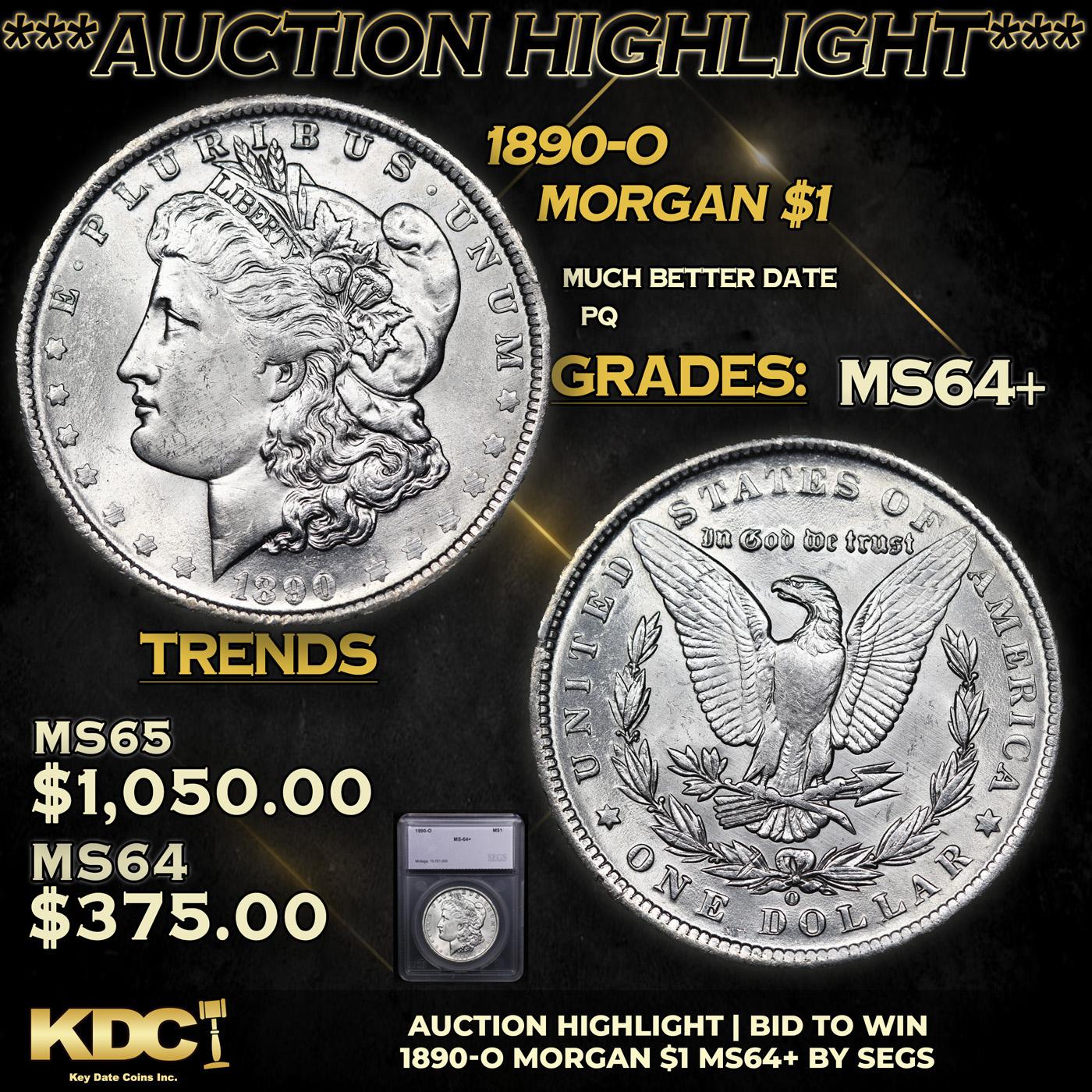 1890-o Morgan Dollar 1 Graded ms64+ By SEGS