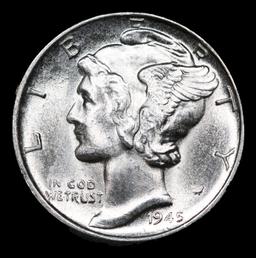 1945-d Mercury Dime 10c Grades GEM+ FSB