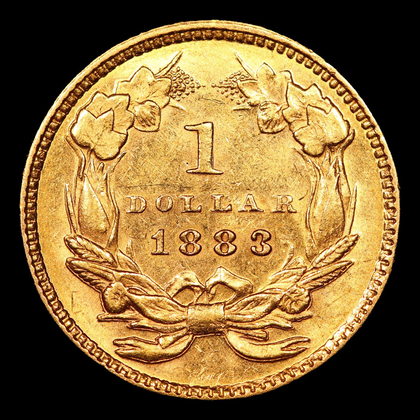 ***Auction Highlight*** 1883-p Gold Dollar TY-III $1 Graded ms63+ By SEGS (fc)