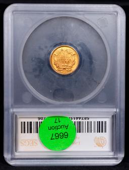 ***Auction Highlight*** 1883-p Gold Dollar TY-III $1 Graded ms63+ By SEGS (fc)