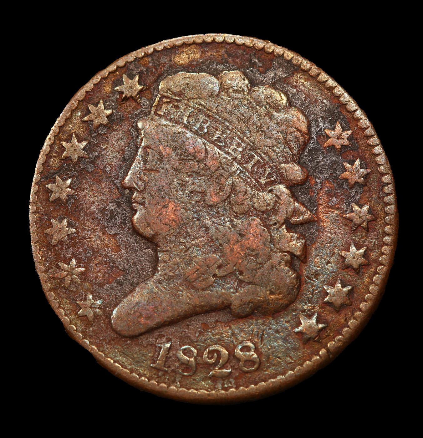 1828 13 STARS Classic Head half cent 1/2c Grades vf, very fine