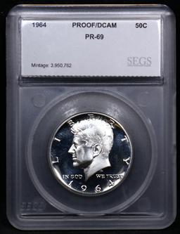 Proof ***Auction Highlight*** 1964 Kennedy Half Dollar TOP POP! 50c Graded pr69 DCAM BY SEGS (fc)