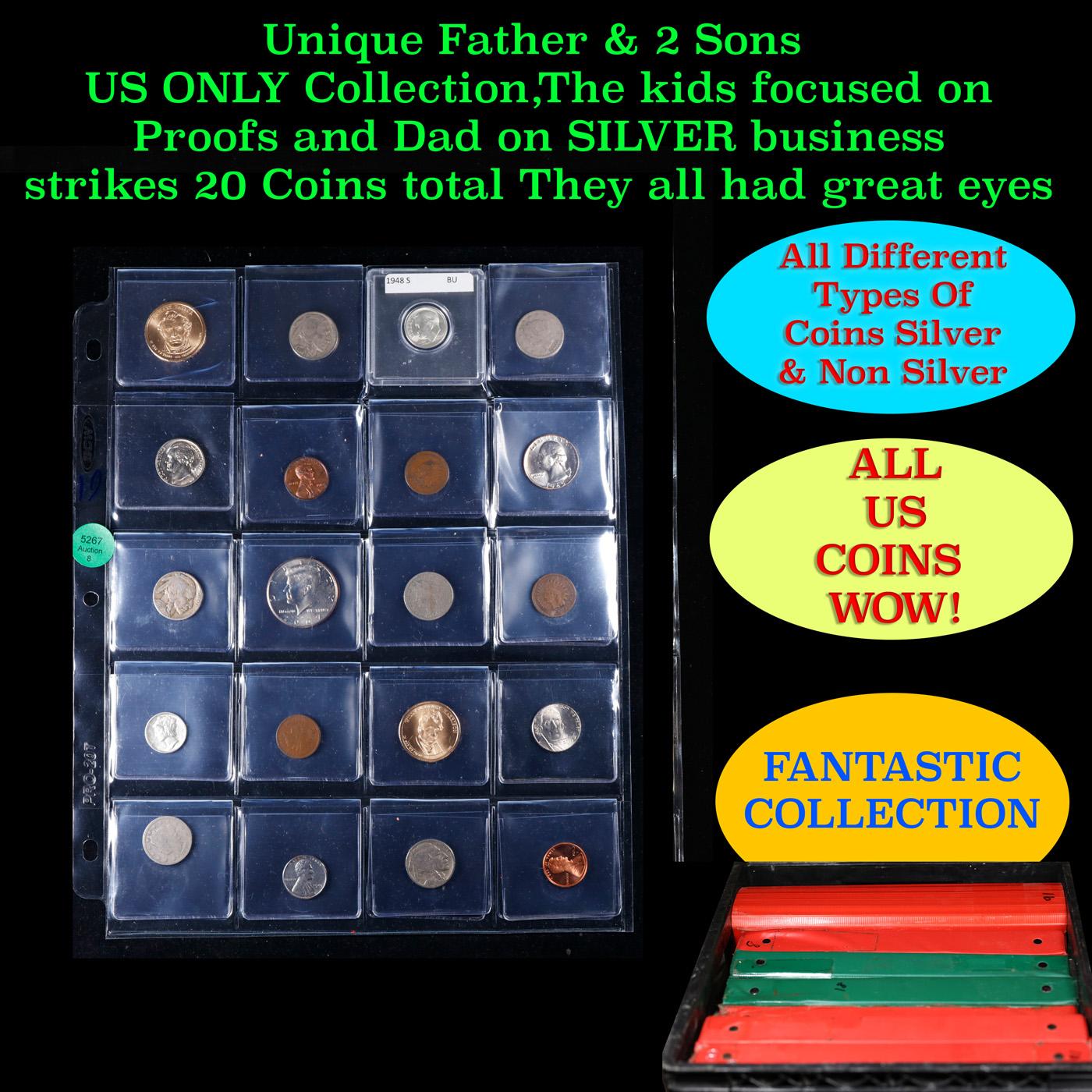 Unique Father & 2 Sons US ONLY Collection,The kids focused on Proofs and Dad on SILVER business stri