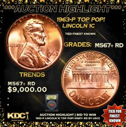 ***Auction Highlight*** 1963-p Lincoln Cent TOP POP! 1c Graded GEM++ RD By USCG (fc)