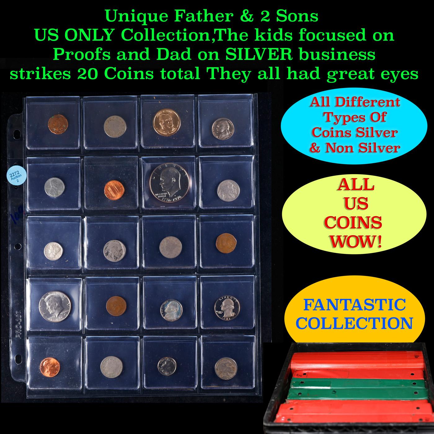 Unique Father & 2 Sons US ONLY Collection,The kids focused on Proofs and Dad on SILVER business stri