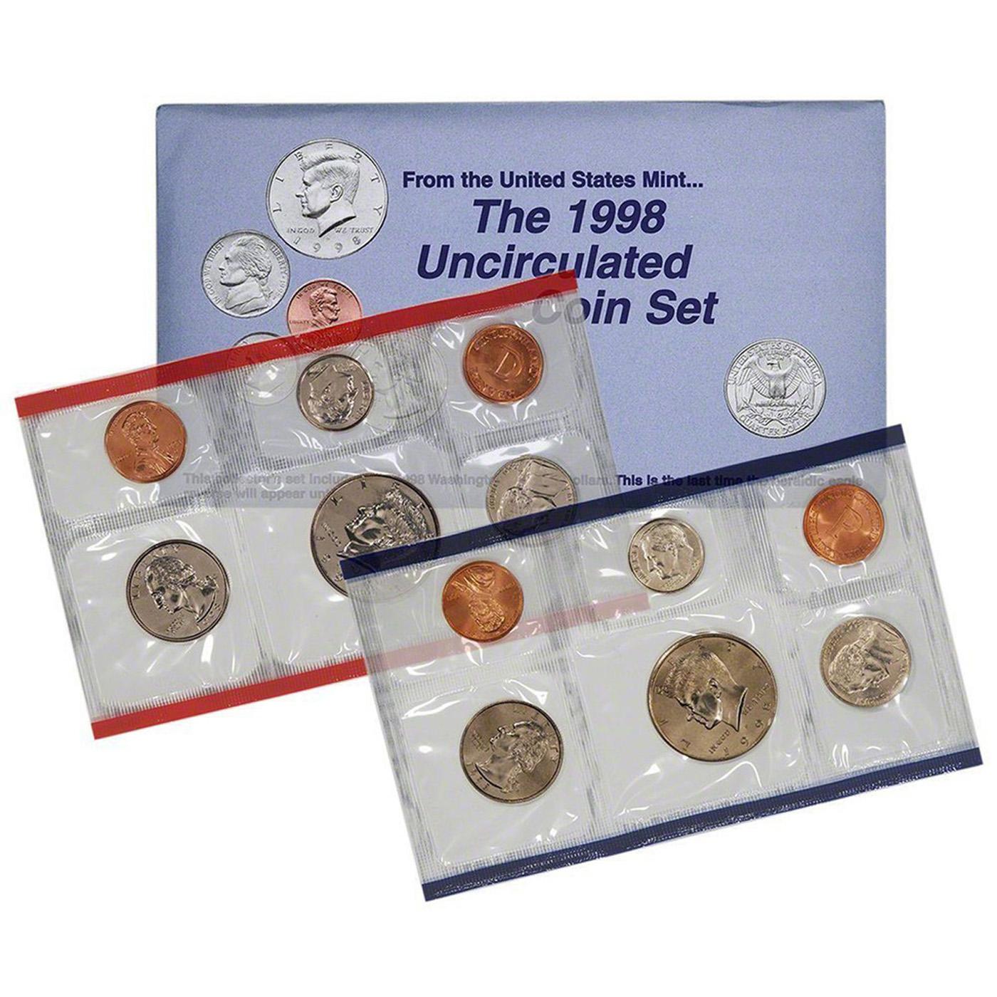 1998 United States Mint Set in Original Government Packaging, 10 Coins Inside!