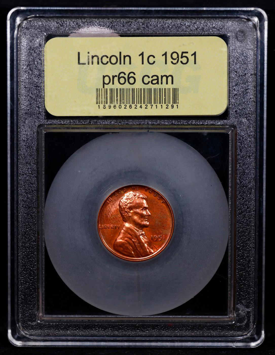 Proof 1951 Lincoln Cent 1c Graded GEM+ Proof Cameo By USCG