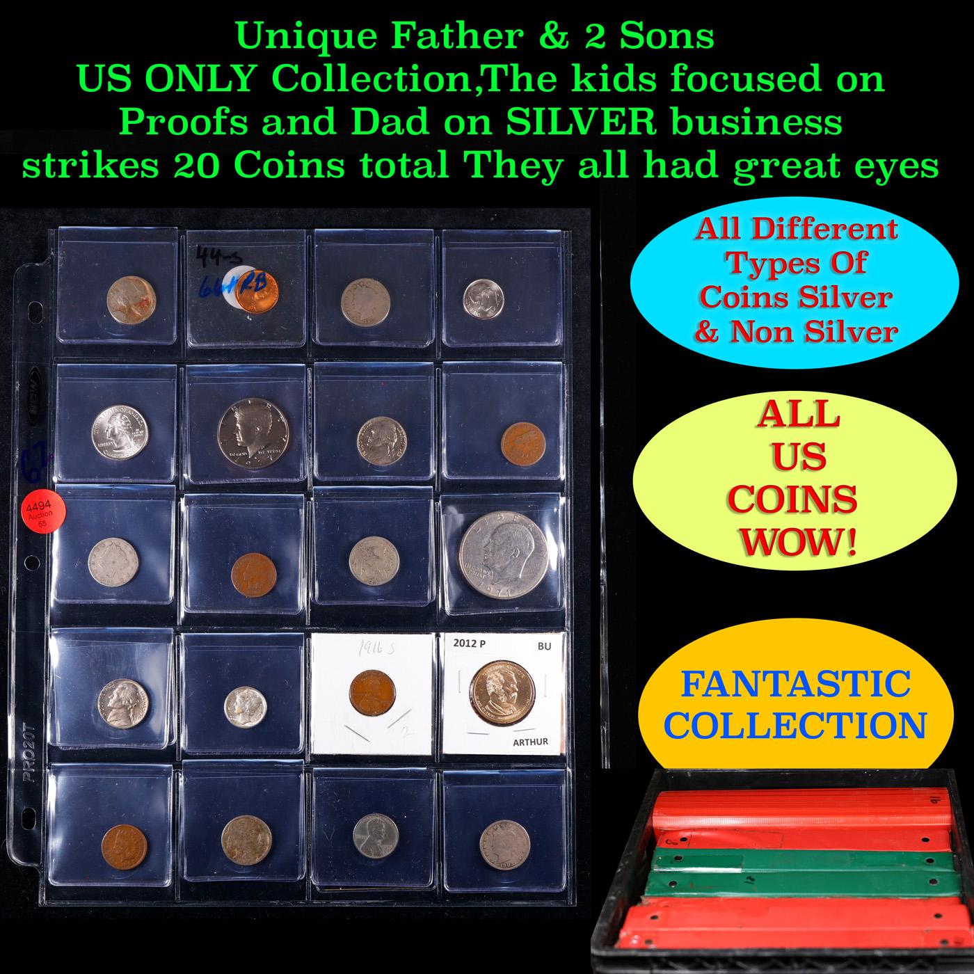 Unique Father & 2 Sons US ONLY Collection,The kids focused on Proofs and Dad on SILVER business stri