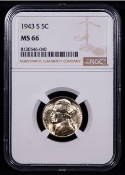 NGC 1943-s Jefferson Nickel 5c Graded ms66 By NGC