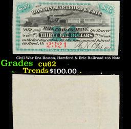 Civil War Era Boston, Hartford & Erie Railroad $35 Note Grades Select CU