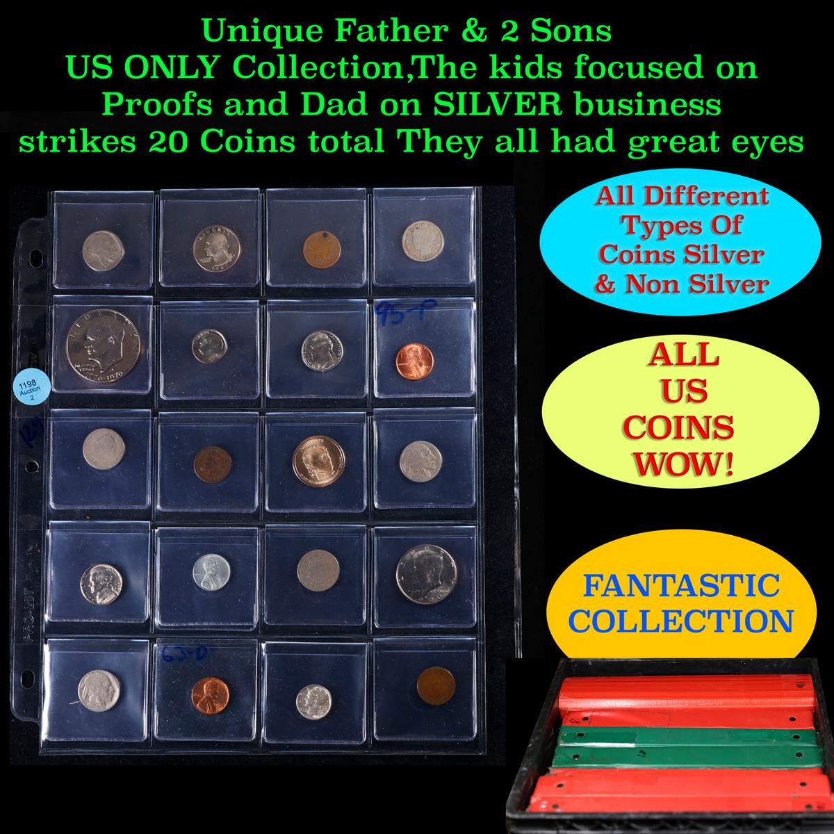 Unique Father & 2 Sons US ONLY Collection,The kids focused on Proofs and Dad on SILVER business stri