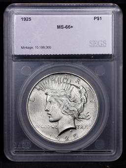 ***Auction Highlight*** 1925-p Peace Dollar 1 Graded ms66+ By SEGS (fc)