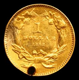 1862 Gold Dollar TY-III Love Token 1 Graded au50 details By SEGS