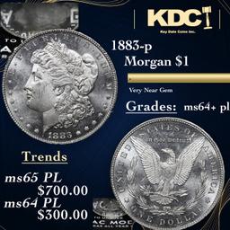 1883-p Morgan Dollar 1 Grades Choice Unc+ PL