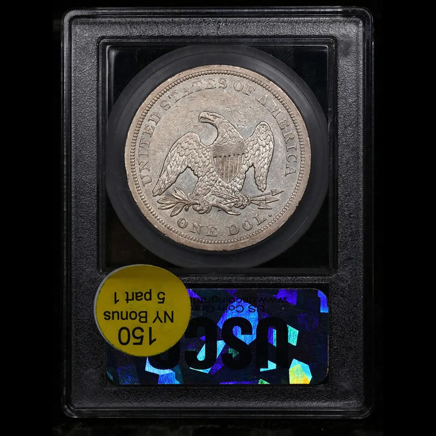 ***Auction Highlight*** 1843-p Seated Liberty Dollar 1 Graded Choice AU/BU Slider By USCG (fc)