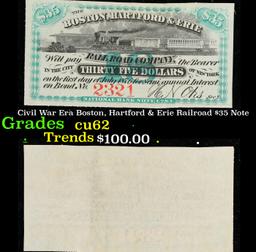 Civil War Era Boston, Hartford & Erie Railroad $35 Note Grades Select CU