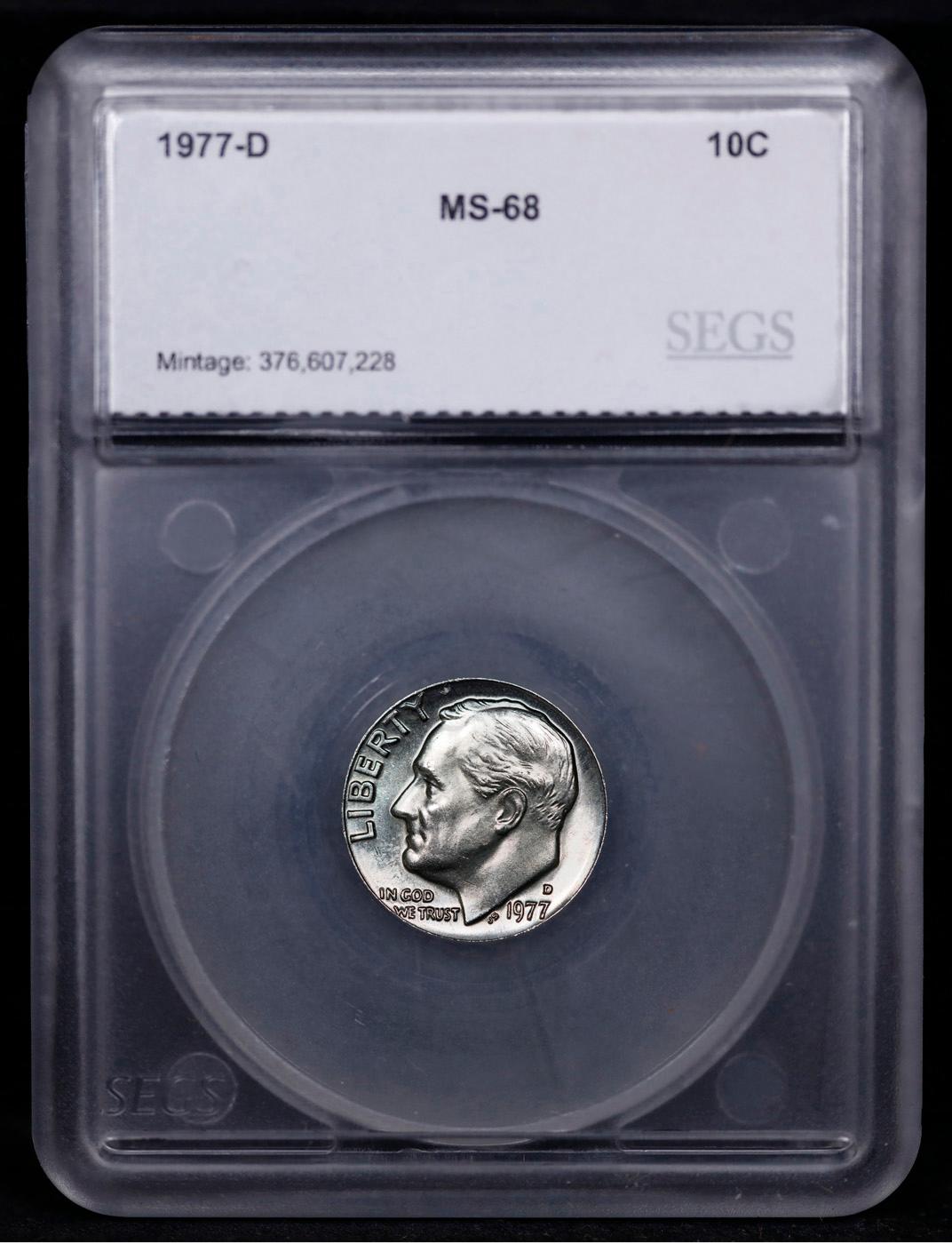 ***Auction Highlight*** 1977-d Roosevelt Dime Near Top Pop! 10c Graded ms68 BY SEGS (fc)