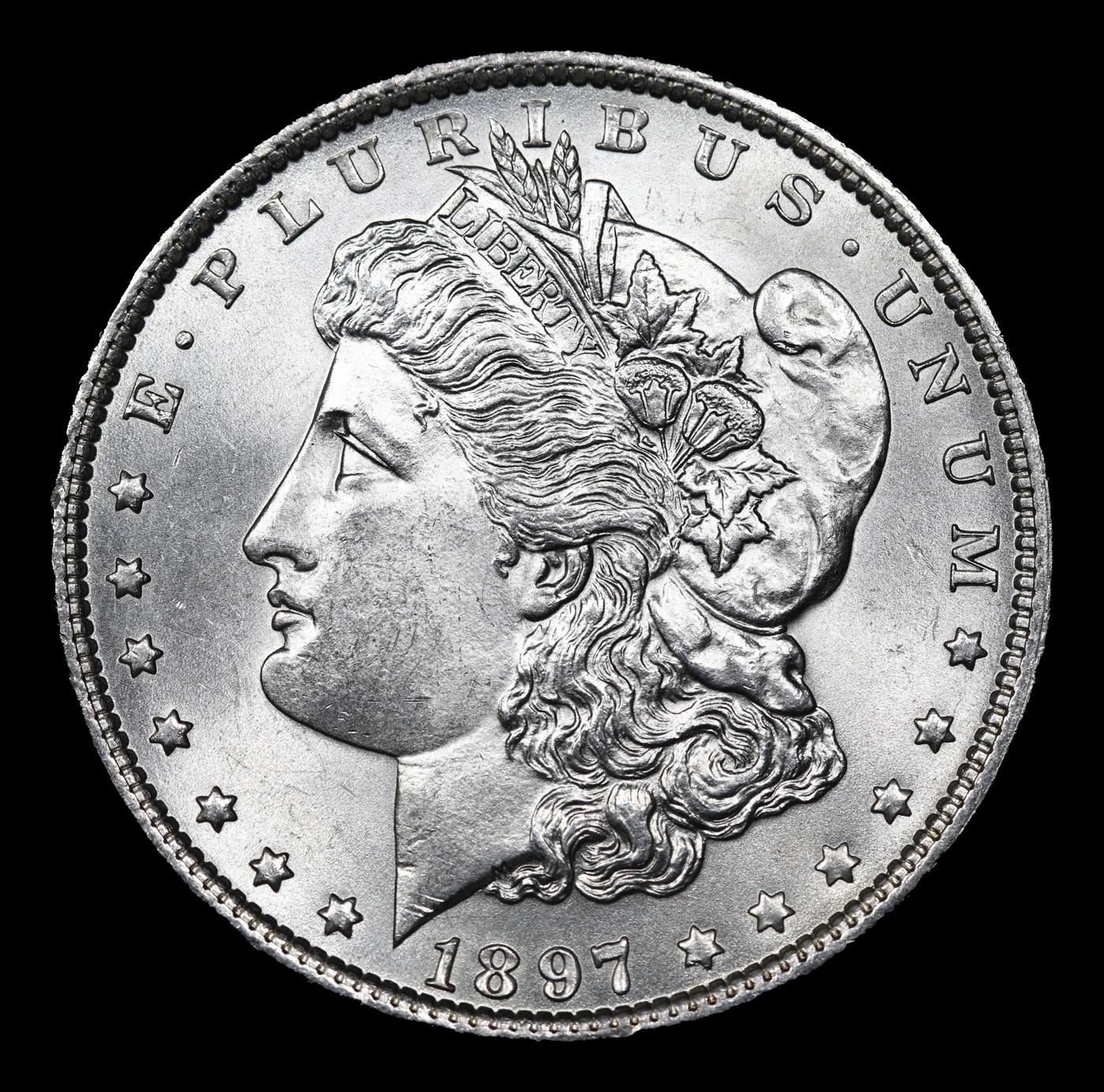 ***Auction Highlight*** 1897-p Morgan Dollar $1 Graded ms65+ BY SEGS (fc)