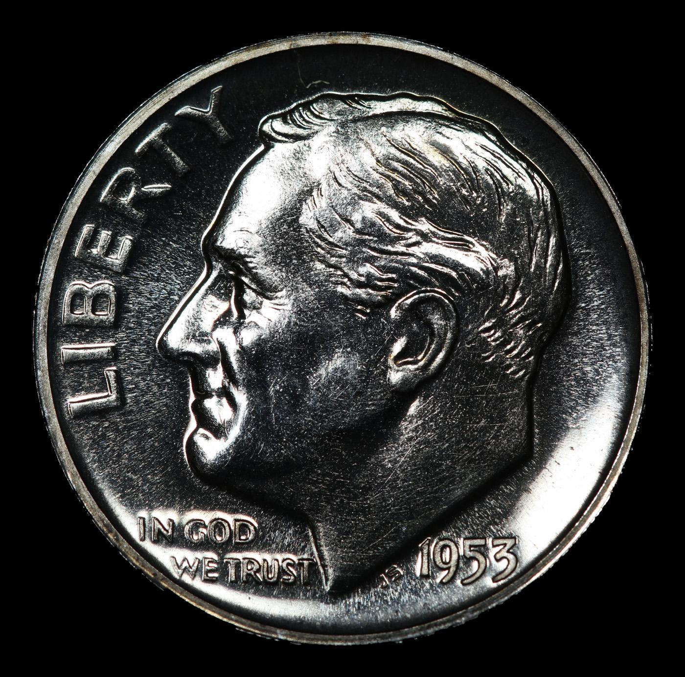 Proof 1953 Roosevelt Dime 10c Grades GEM++ Proof