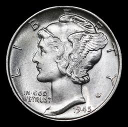 1945-p Mercury Dime 10c Grades GEM++ Unc