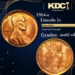 1954-s Lincoln Cent 1c Grades GEM Unc RD