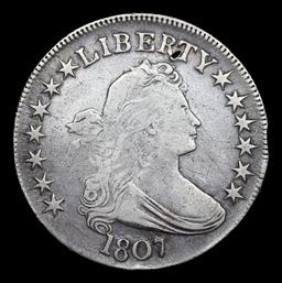 ***Auction Highlight*** 1807 Draped Bust Half Dollar 50c Graded vf25 details By SEGS (fc)