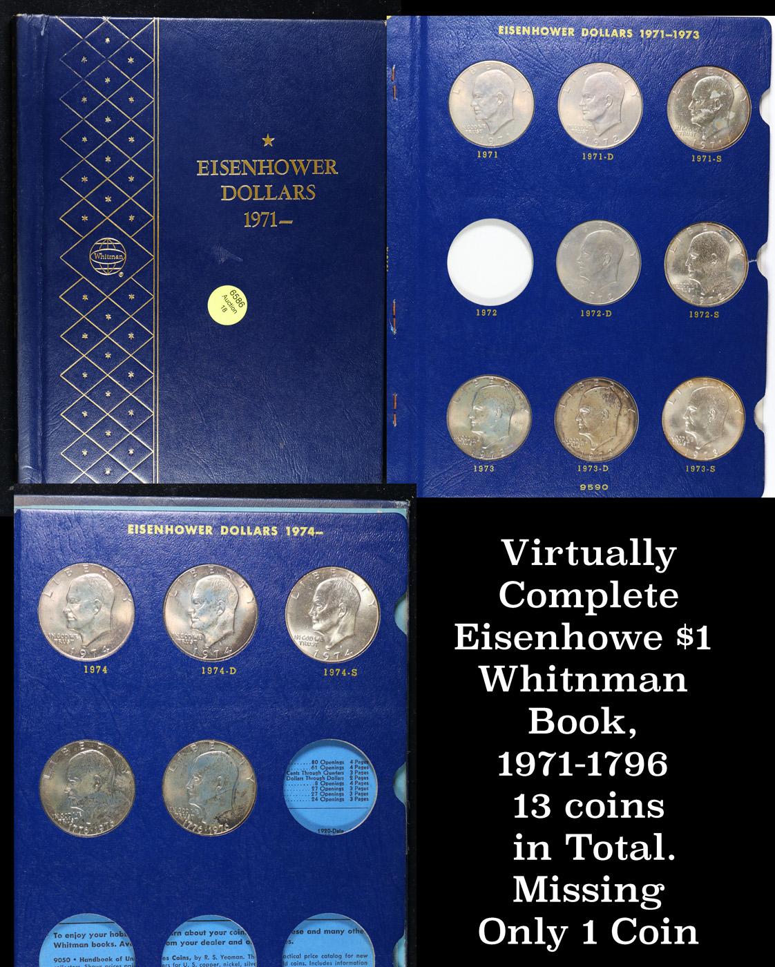 ***Auction Highlight*** Virtually Complete Eisenhowe $1 Whitnman Book, 1971-1796 13 coins in Total.