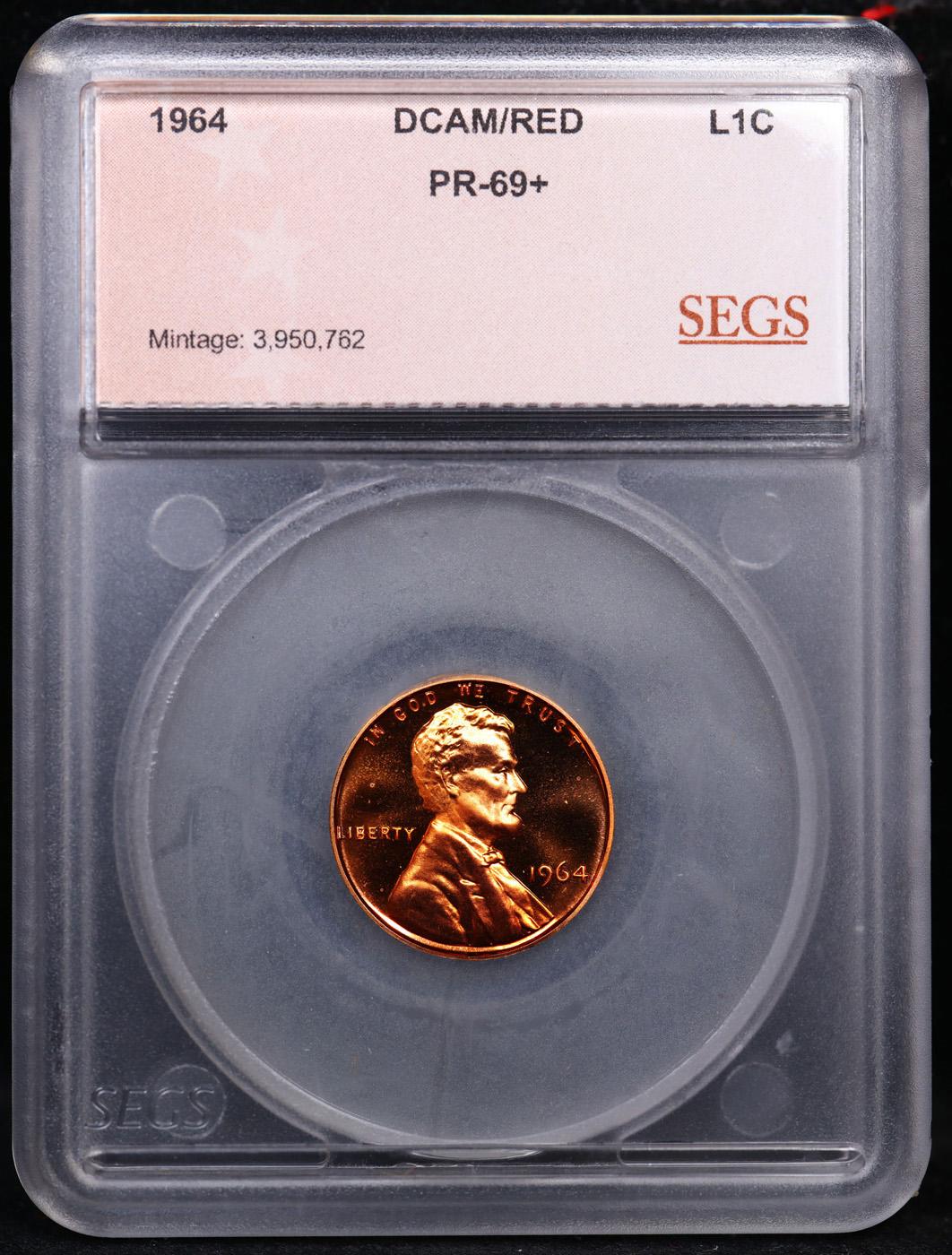 Proof ***Auction Highlight*** 1964 Lincoln Cent Near Top Pop! 1c Graded pr69+ rd DCAM BY SEGS (fc)