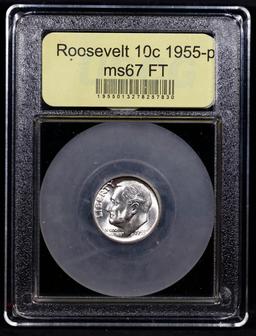 ***Auction Highlight*** 1955-p Roosevelt Dime Near Top Pop! 10c Graded Gem+++ FT By USCG (fc)