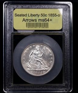 ***Auction Highlight*** 1855-o Arrows Seated Half Dollar 50c Graded Choice+ Unc By USCG (fc)