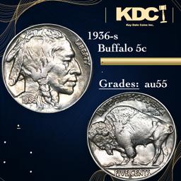 1936-s Buffalo Nickel 5c Grades Choice AU