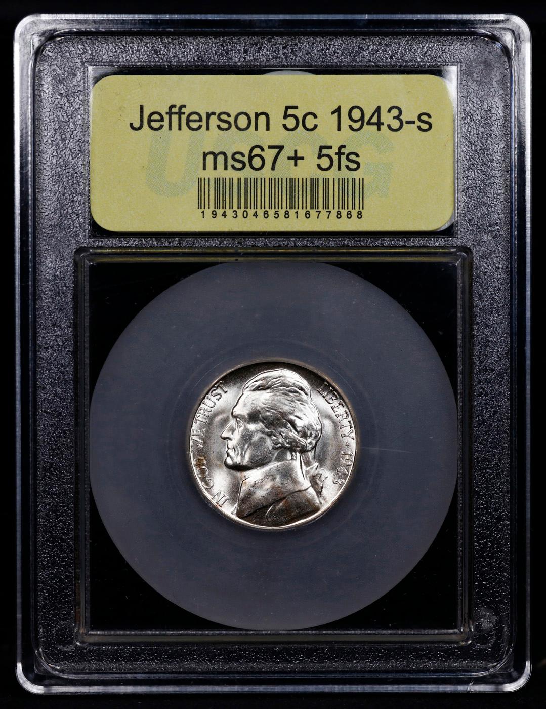 ***Auction Highlight*** 1943-s Jefferson Nickel Near Top Pop! 5c Graded GEM++ 5fs By USCG (fc)