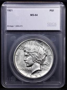 ***Auction Highlight*** 1921-p Peace Dollar $1 Graded ms64 BY SEGS (fc)