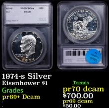 Proof 1974-s Silver Eisenhower Dollar 1 Graded pr69+ Dcam By SEGS