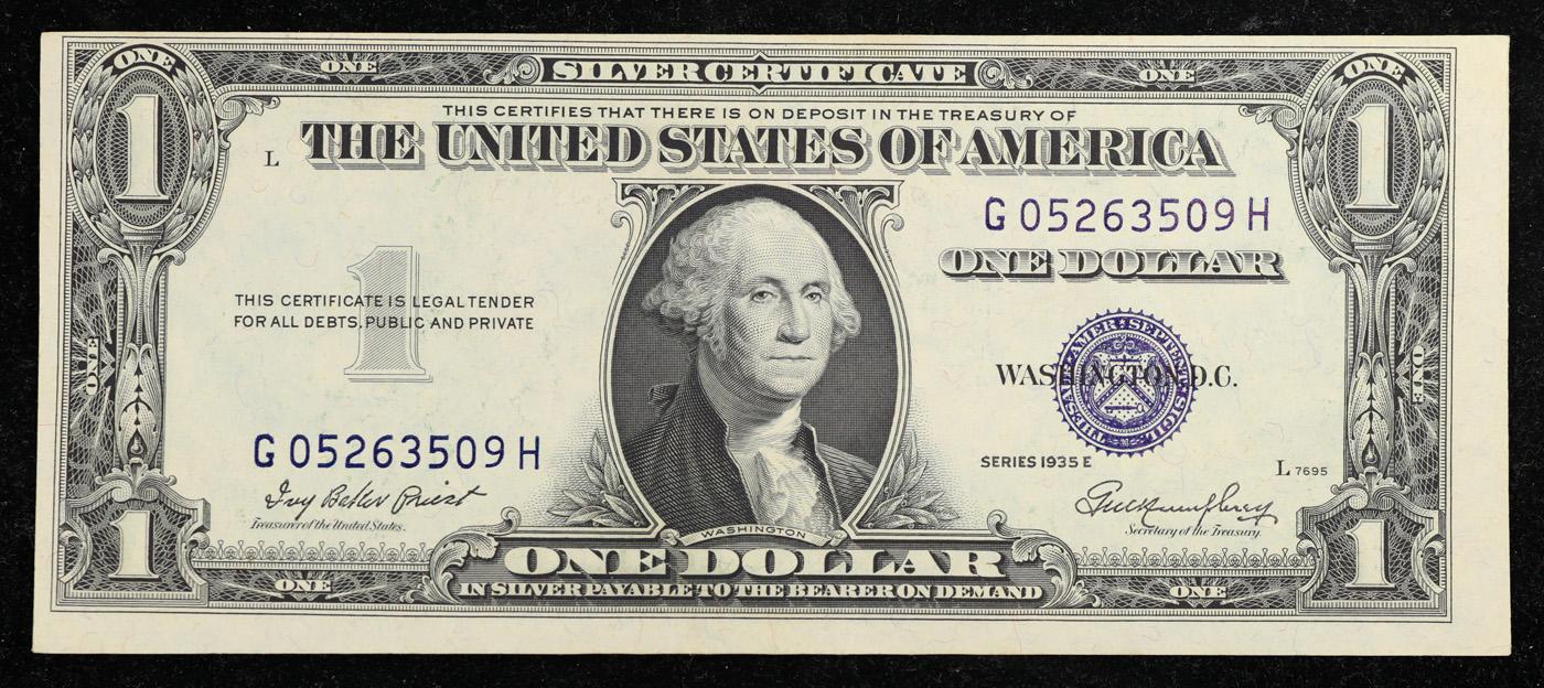 1935E $1 Blue Seal Silver Certificate Grades Select CU