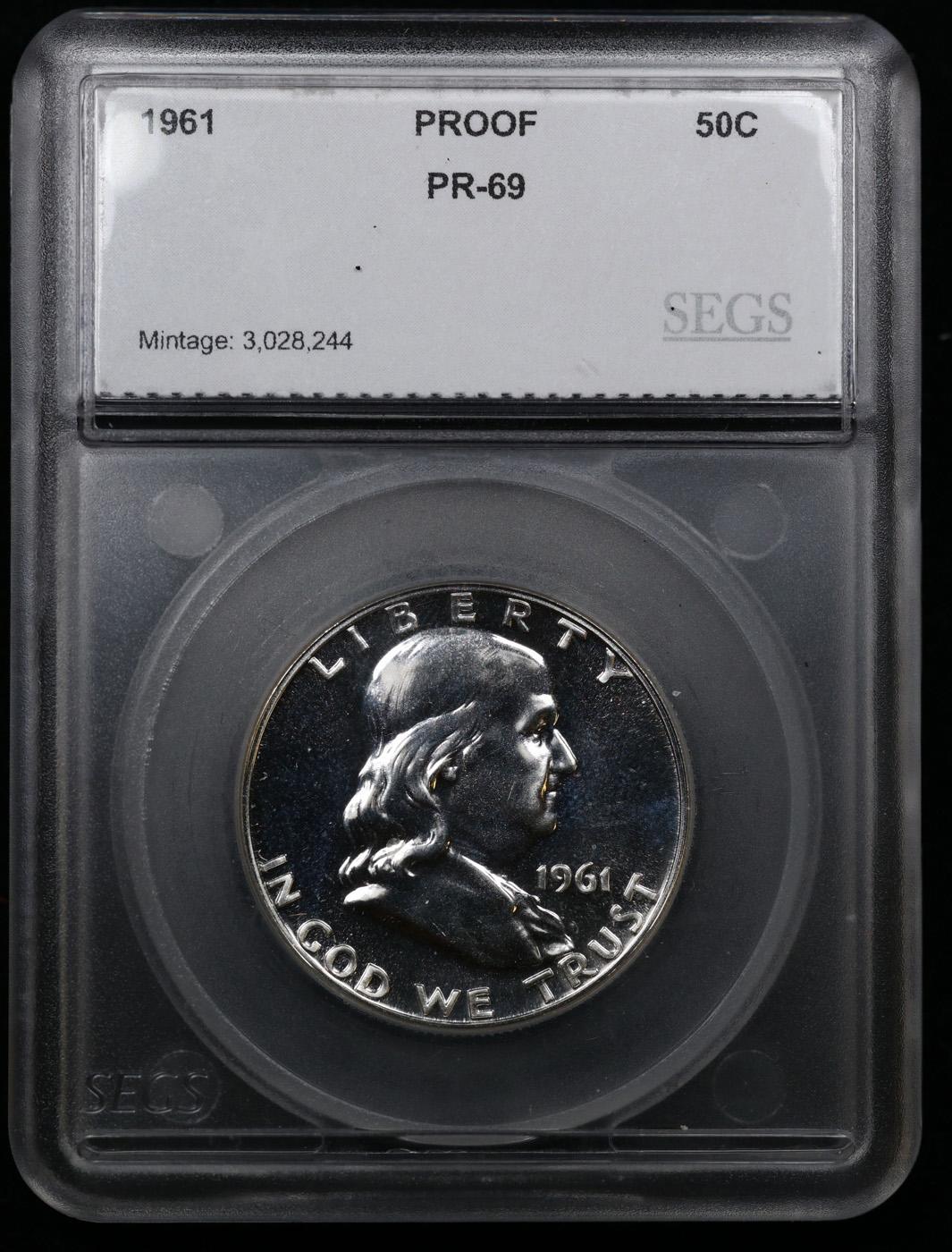 Proof ***Auction Highlight*** 1961 Franklin Half Dollar TOP POP! 50c Graded pr69 BY SEGS (fc)