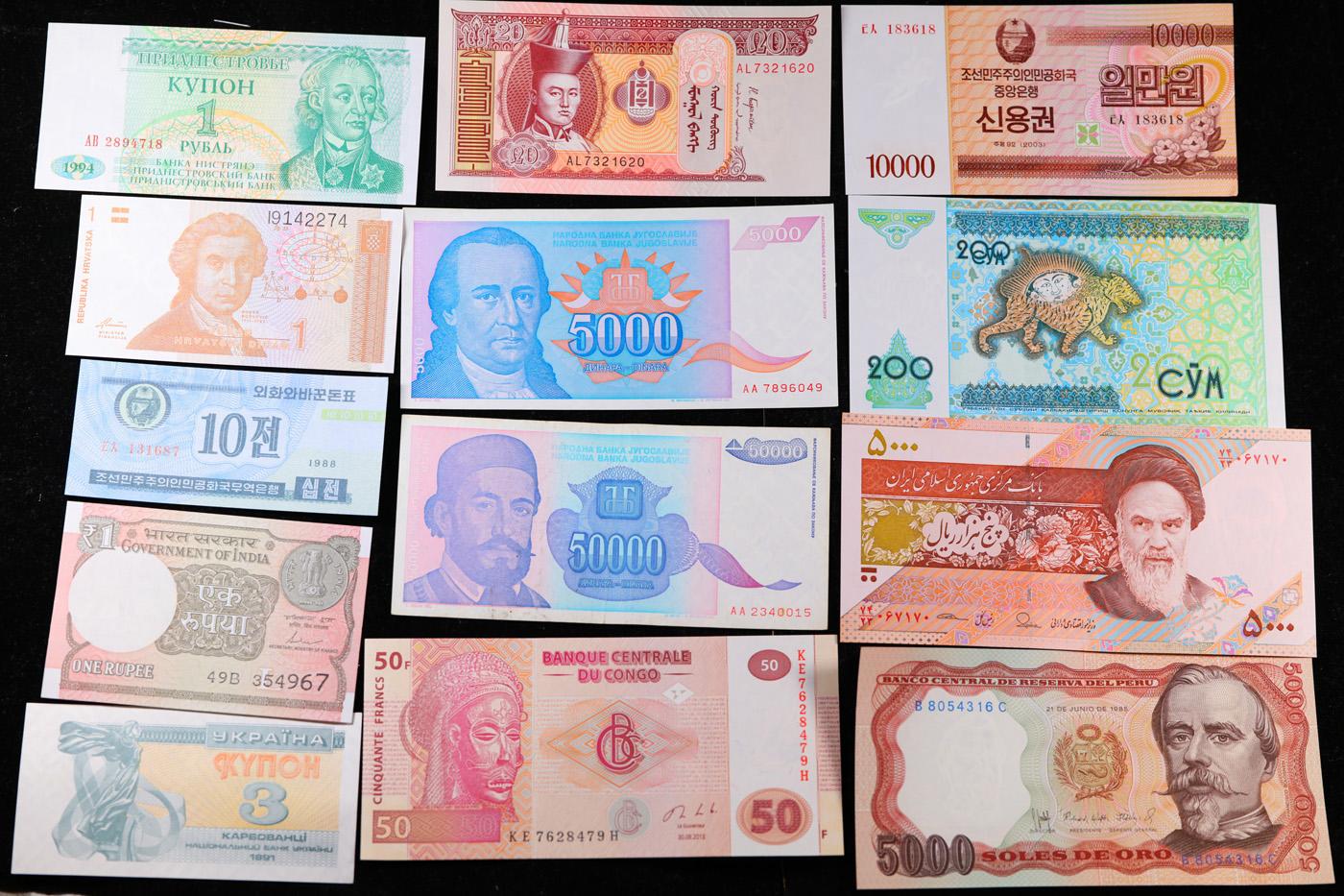 Lot of 25 Different Foreign Notes, A Variety of Countries, Dates, and Denominations!