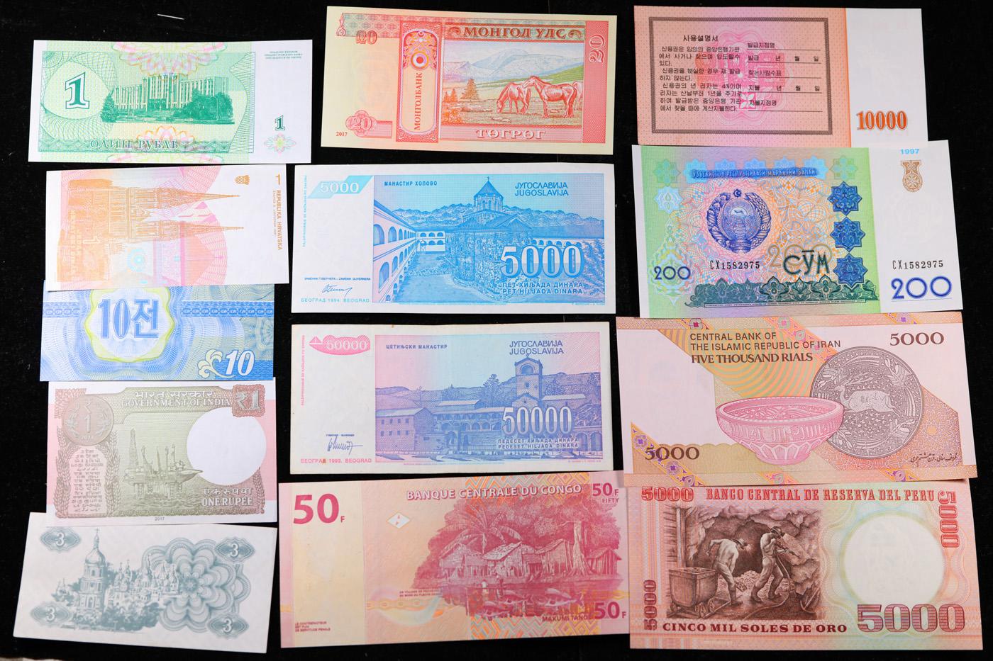 Lot of 25 Different Foreign Notes, A Variety of Countries, Dates, and Denominations!