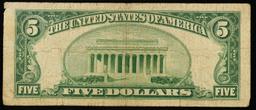 **Star Note** 1953A $5 Blue Seal Silver Certificate Grades vf+