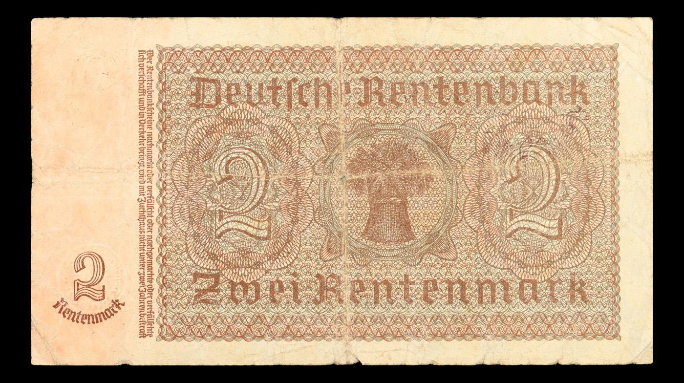 1937 Germany 2 Rentenmark Note P# 174b vf+