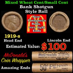 Lincoln Wheat Cent 1c Mixed Roll Orig Brandt McDonalds Wrapper, 1919-s end, Wheat other end