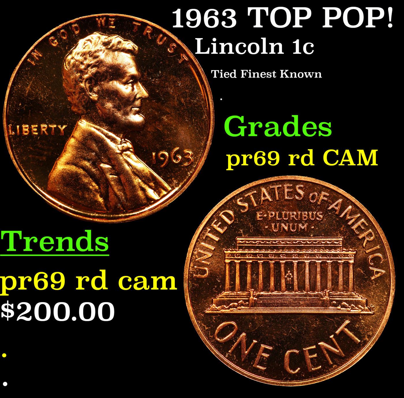 Proof 1963 Lincoln Cent TOP POP! 1c Graded pr69 rd CAM BY SEGS